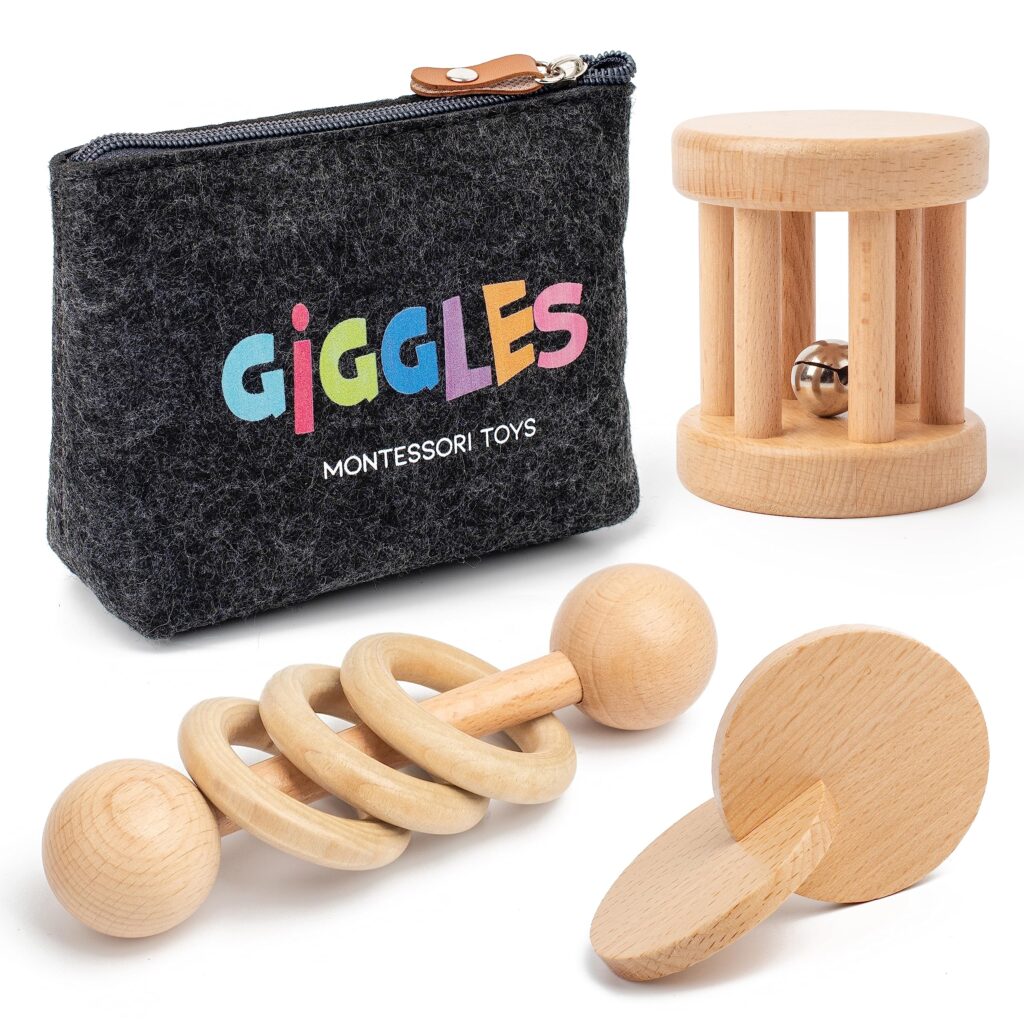 Organic Wood Baby Rattle: Best Montessori Toy for Newborns